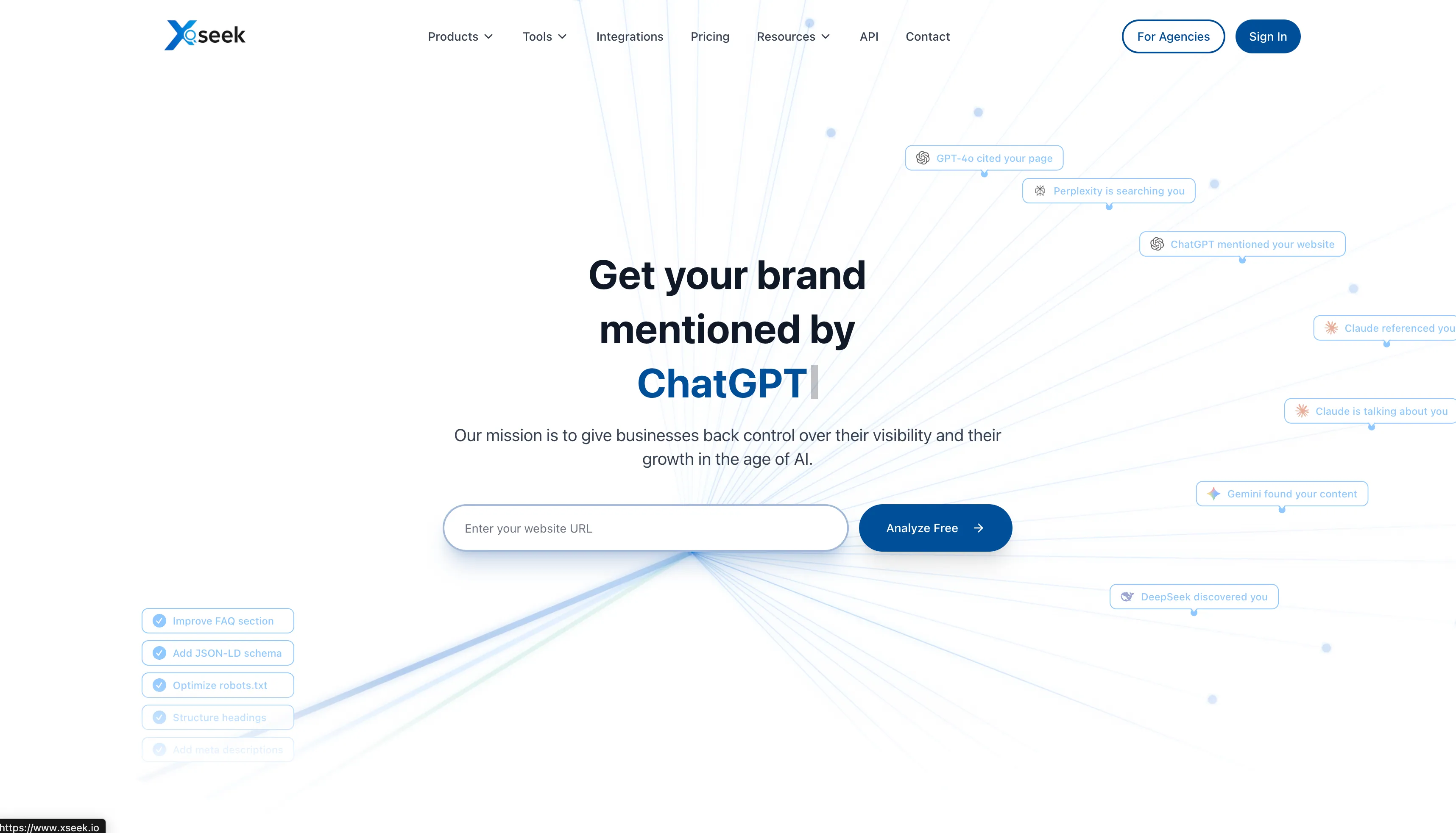xSeek AI Visibility Platform Dashboard